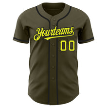 Laden Sie das Bild in den Galerie-Viewer, Custom Olive Neon Yellow-Black Authentic Salute To Service Baseball Jersey
