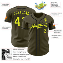 Laden Sie das Bild in den Galerie-Viewer, Custom Olive Neon Yellow-Black Authentic Salute To Service Baseball Jersey
