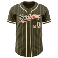 Load image into Gallery viewer, Custom Olive City Cream Pinstripe Vintage USA Flag Authentic Salute To Service Baseball Jersey
