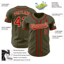 Load image into Gallery viewer, Custom Olive City Cream Pinstripe Red Authentic Salute To Service Baseball Jersey
