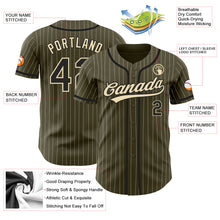 Load image into Gallery viewer, Custom Olive City Cream Pinstripe Black Authentic Salute To Service Baseball Jersey
