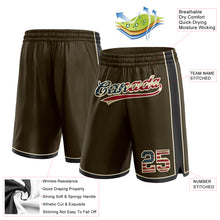 Load image into Gallery viewer, Custom Olive Vintage USA Flag Black-Cream Authentic Salute To Service Basketball Shorts
