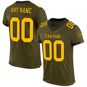 Custom Olive Gold-Black Mesh Authentic Salute To Service Football Jersey