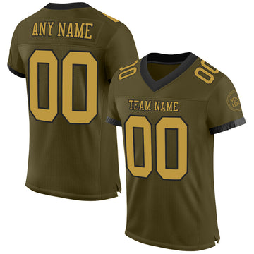Custom Olive Old Gold-Black Mesh Authentic Salute To Service Football Jersey