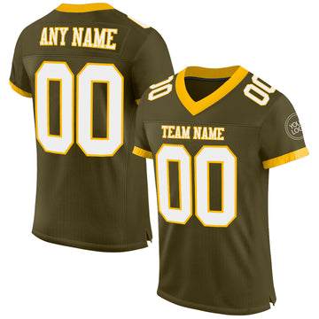 Custom Olive White-Gold Mesh Authentic Salute To Service Football Jersey