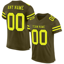 Load image into Gallery viewer, Custom Olive Neon Yellow-Black Mesh Authentic Salute To Service Football Jersey
