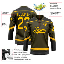 Load image into Gallery viewer, Custom Olive Gold-Black Salute To Service Hockey Lace Neck Jersey

