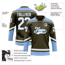 Laden Sie das Bild in den Galerie-Viewer, Custom Olive White-Light Blue Salute To Service Hockey Lace Neck Jersey
