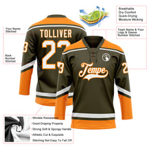 Laden Sie das Bild in den Galerie-Viewer, Custom Olive White-Bay Orange Salute To Service Hockey Lace Neck Jersey
