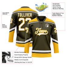 Laden Sie das Bild in den Galerie-Viewer, Custom Olive White-Gold Salute To Service Hockey Lace Neck Jersey
