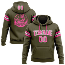 Load image into Gallery viewer, Custom Stitched Olive Pink-White Football Pullover Sweatshirt Salute To Service Hoodie
