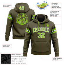 Load image into Gallery viewer, Custom Stitched Olive Neon Green-White Football Pullover Sweatshirt Salute To Service Hoodie
