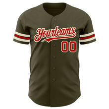 Laden Sie das Bild in den Galerie-Viewer, Custom Olive Red-Cream Authentic Salute To Service Baseball Jersey
