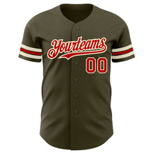 Load image into Gallery viewer, Custom Olive Red-Cream Authentic Salute To Service Baseball Jersey
