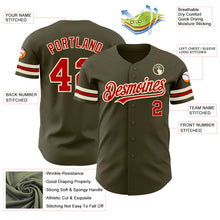 Load image into Gallery viewer, Custom Olive Red-Cream Authentic Salute To Service Baseball Jersey
