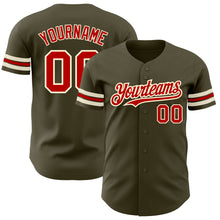 Load image into Gallery viewer, Custom Olive Red-Cream Authentic Salute To Service Baseball Jersey
