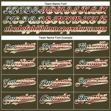 Load image into Gallery viewer, Custom Olive Vintage USA Flag Cream-Crimson Authentic Salute To Service Baseball Jersey
