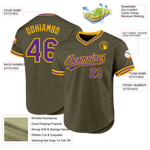 Charger l&#39;image dans la galerie, Custom Olive Purple-Gold Authentic Throwback Salute To Service Baseball Jersey
