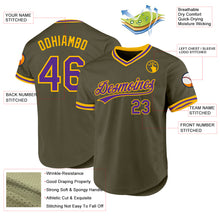 Laden Sie das Bild in den Galerie-Viewer, Custom Olive Purple-Gold Authentic Throwback Salute To Service Baseball Jersey
