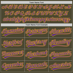 Custom Olive Purple-Gold Authentic Throwback Salute To Service Baseball Jersey
