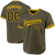 Load image into Gallery viewer, Custom Olive Black-Gold Authentic Throwback Salute To Service Baseball Jersey
