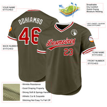 Load image into Gallery viewer, Custom Olive Red-White Authentic Throwback Salute To Service Baseball Jersey
