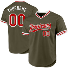Charger l&#39;image dans la galerie, Custom Olive Red-White Authentic Throwback Salute To Service Baseball Jersey
