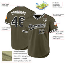 Load image into Gallery viewer, Custom Olive Black-White Authentic Throwback Salute To Service Baseball Jersey
