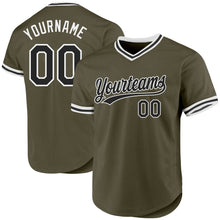 Загрузить изображение в средство просмотра галереи, Custom Olive Black-White Authentic Throwback Salute To Service Baseball Jersey
