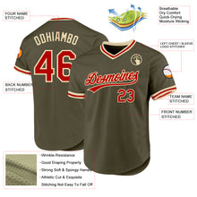 Load image into Gallery viewer, Custom Olive Red-Cream Authentic Throwback Salute To Service Baseball Jersey
