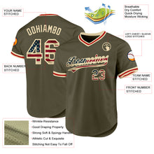 Load image into Gallery viewer, Custom Olive Vintage USA Flag Cream-Red Authentic Throwback Salute To Service Baseball Jersey
