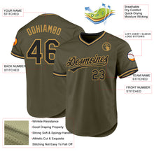 Load image into Gallery viewer, Custom Olive Black-Old Gold Authentic Throwback Salute To Service Baseball Jersey

