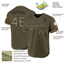 Load image into Gallery viewer, Custom Olive Camo Black-Old Gold Authentic Throwback Salute To Service Baseball Jersey
