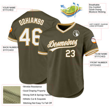 Load image into Gallery viewer, Custom Olive White-Old Gold Authentic Throwback Salute To Service Baseball Jersey
