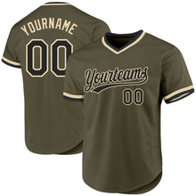 Laden Sie das Bild in den Galerie-Viewer, Custom Olive Black-Cream Authentic Throwback Salute To Service Baseball Jersey

