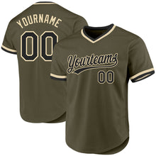 Load image into Gallery viewer, Custom Olive Black-Cream Authentic Throwback Salute To Service Baseball Jersey
