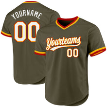 Charger l&#39;image dans la galerie, Custom Olive Gold-Red Authentic Throwback Salute To Service Baseball Jersey
