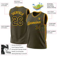 Laden Sie das Bild in den Galerie-Viewer, Custom Olive Black-Gold Authentic Throwback Salute To Service Basketball Jersey
