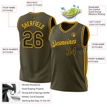 Load image into Gallery viewer, Custom Olive Black-Gold Authentic Throwback Salute To Service Basketball Jersey
