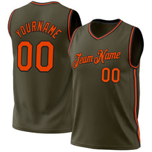Laden Sie das Bild in den Galerie-Viewer, Custom Olive Orange-Black Authentic Throwback Salute To Service Basketball Jersey
