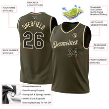 Laden Sie das Bild in den Galerie-Viewer, Custom Olive Black-Cream Authentic Throwback Salute To Service Basketball Jersey
