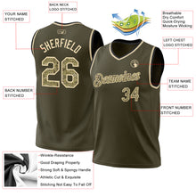 Laden Sie das Bild in den Galerie-Viewer, Custom Olive Camo Cream-Black Authentic Throwback Salute To Service Basketball Jersey
