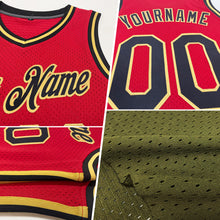 Laden Sie das Bild in den Galerie-Viewer, Custom Olive Gold-Red Authentic Throwback Salute To Service Basketball Jersey
