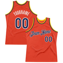 Load image into Gallery viewer, Custom Orange Navy-Gold Authentic Throwback Basketball Jersey
