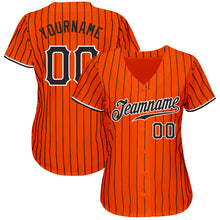 Load image into Gallery viewer, Custom Orange Black Pinstripe Black-White Authentic Baseball Jersey

