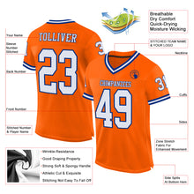 Load image into Gallery viewer, Custom Orange White-Royal Mesh Authentic Throwback Football Jersey
