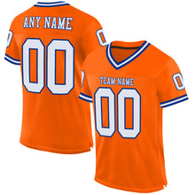 Load image into Gallery viewer, Custom Orange White-Royal Mesh Authentic Throwback Football Jersey
