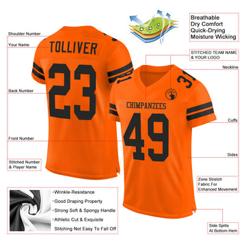 Custom Orange Black Mesh Authentic Football Jersey