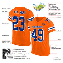 Load image into Gallery viewer, Custom Orange Royal-White Mesh Authentic Football Jersey
