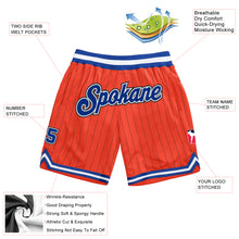 Load image into Gallery viewer, Custom Orange Black Pinstripe Royal-White Authentic Basketball Shorts
